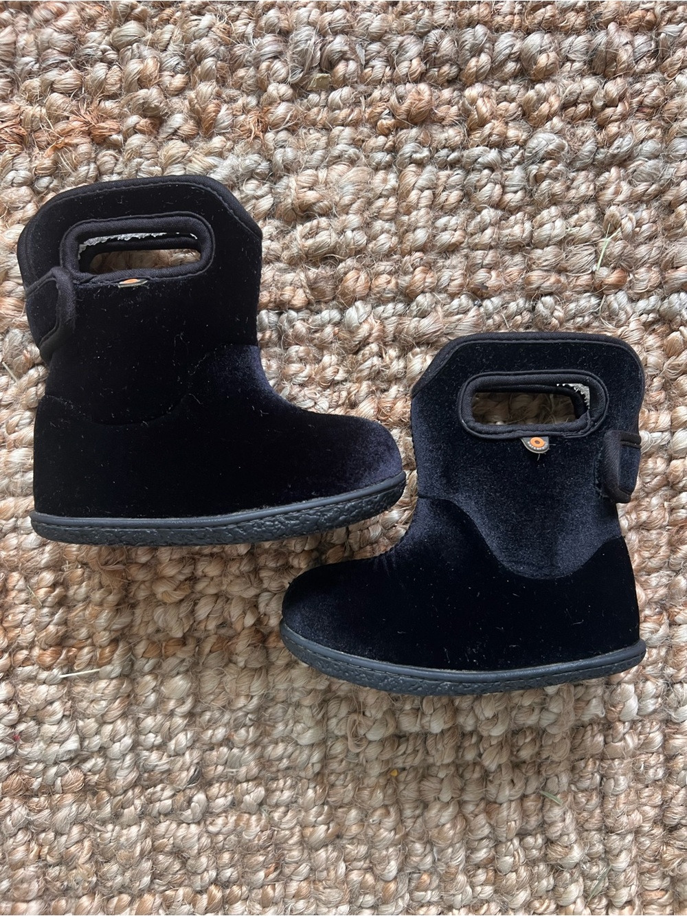Bogs Kids Black Velvet Booties with Carry Handles